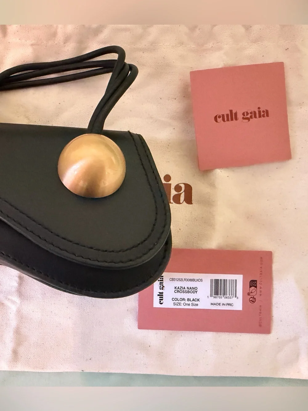 cult gaia Black Leather Mini Crossbody with Gold Disc Detail - Picture 2 of 5